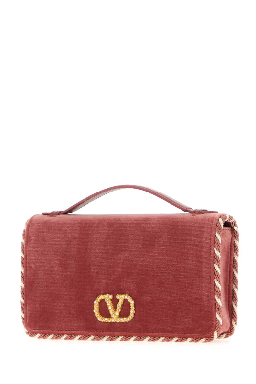 Розовая бархатная сумка VLogo Signature VALENTINO GARAVANI (7W2P0AU1CPX)