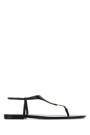 Black leather Cassandre thong sandals Black SAINT LAURENT (818293AADF1)