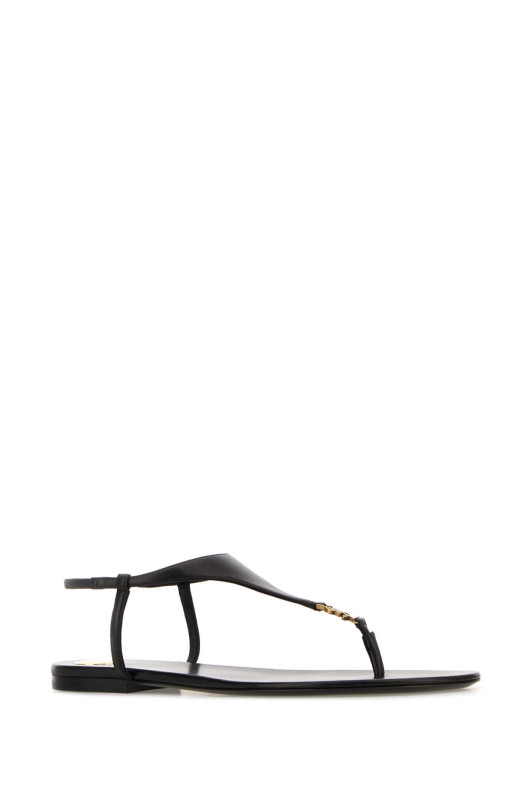 Black leather Cassandre thong sandals Black SAINT LAURENT (818293AADF1)