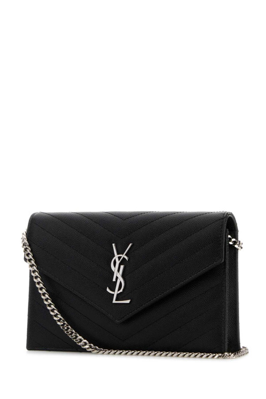 Черная кожаная сумка через плечо Black SAINT LAURENT (857605BOW02)