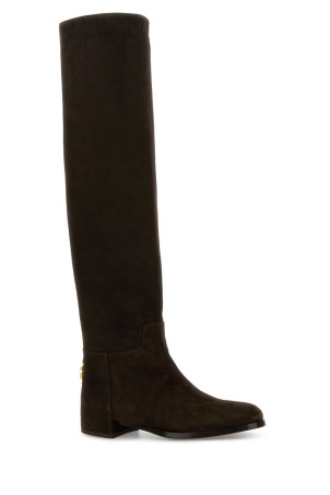 Шкіряні чоботи шоколадного кольору DOLCE & GABBANA (CU1217A1275) DOLCE & GABBANA