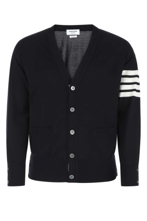 Midnight blue wool cardigan Black THOM BROWNE (MKC002AY1014)