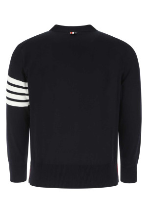 Midnight blue wool cardigan Black THOM BROWNE (MKC002AY1014)