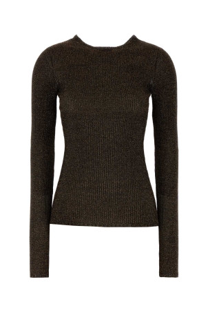 Футболка з золотистої віскозної суміші MIU MIU (MML00ZSOOO176W)