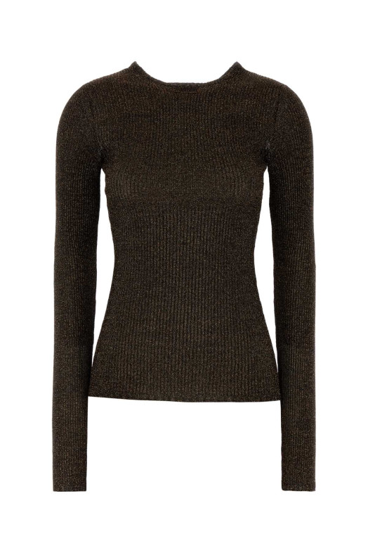 Футболка из смеси вискозы золотого цвета MIU MIU (MML00ZSOOO176W)