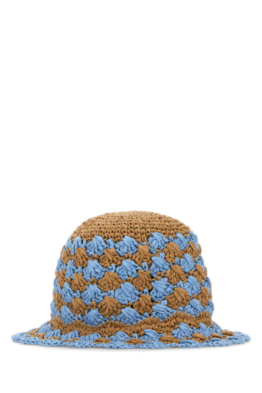 Двухцветная шляпа-котел из рафии PRADA (1HC4172CQ2)