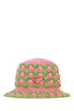 Two-tone raffia bucket hat PRADA (1HC4172CQ2)