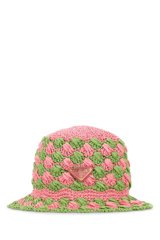 Two-tone raffia bucket hat PRADA (1HC4172CQ2)