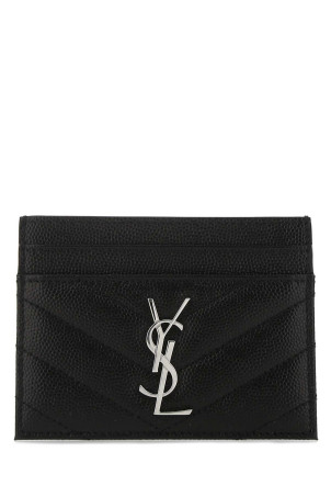 Black leather card holder Black SAINT LAURENT (423291BOW02)