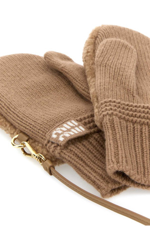 Camel wool blend gloves MIU MIU (5GG2032CSR)