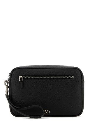 Black leather VLogo clutch Black VALENTINO GARAVANI (7Y0P0AN8UAG)