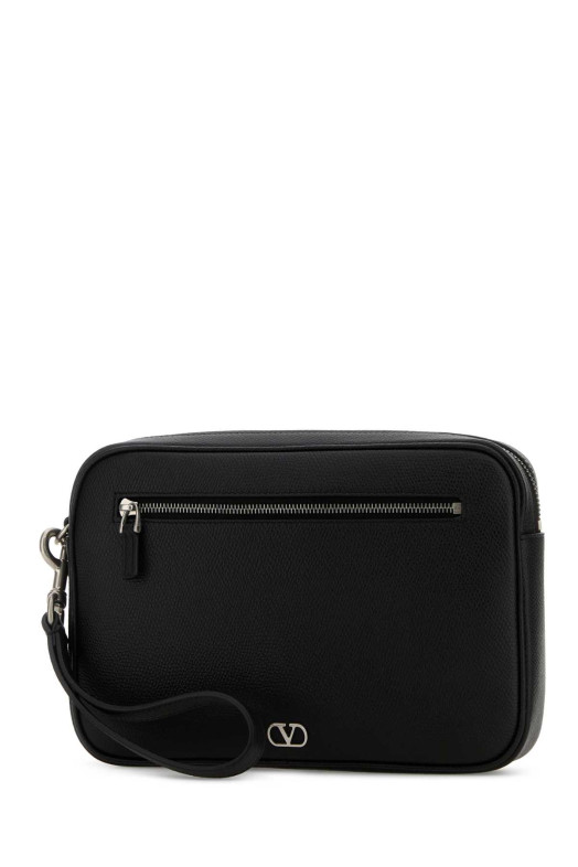 Black leather VLogo clutch Black VALENTINO GARAVANI (7Y0P0AN8UAG)
