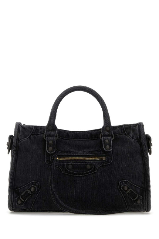 Black denim small Le City handbag Black BALENCIAGA (8114422AB1S)
