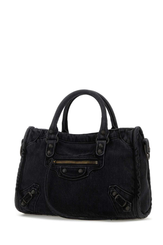 Black denim small Le City handbag Black BALENCIAGA (8114422AB1S)