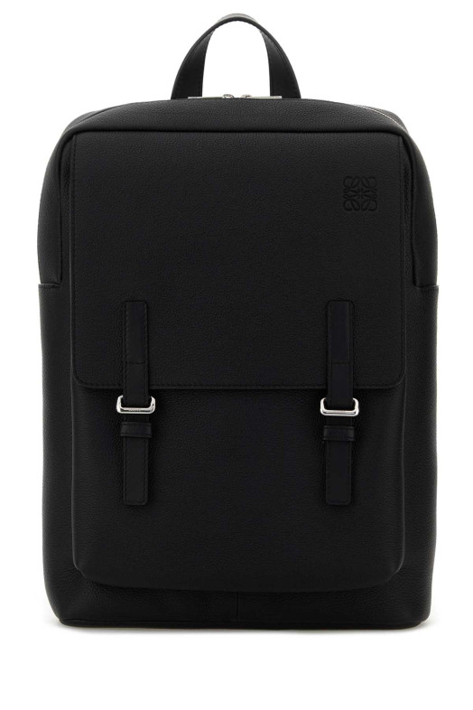 Черный кожаный военный рюкзак Black LOEWE (B553J18X04)