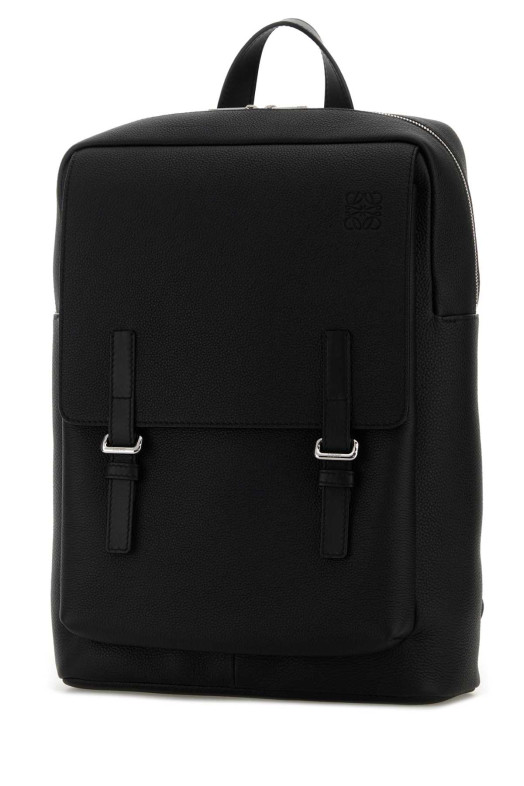 Черный кожаный военный рюкзак Black LOEWE (B553J18X04)