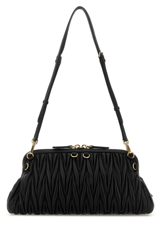 Черная кожаная сумка через плечо Black MIU MIU (5BF130VOLOAN88)