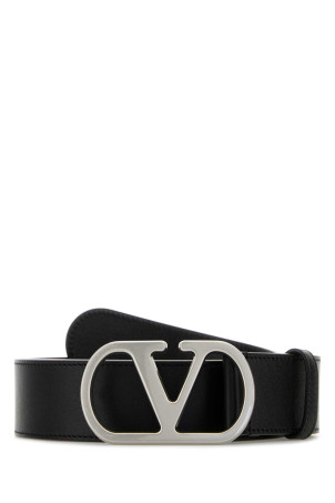 Черный кожаный ремень VLogo Черный VALENTINO GARAVANI (7Y2T0SQ7UPC)