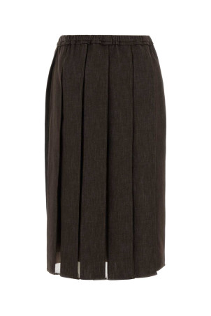 Brown denim and silk skirt BRUNELLO CUCINELLI (MB125G3890)