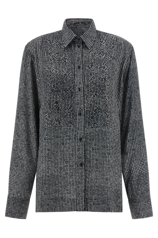 Рубашка с пластроном из стразов Черно-серая ERMANNO SCERVINO D472K739CTYWSS4730