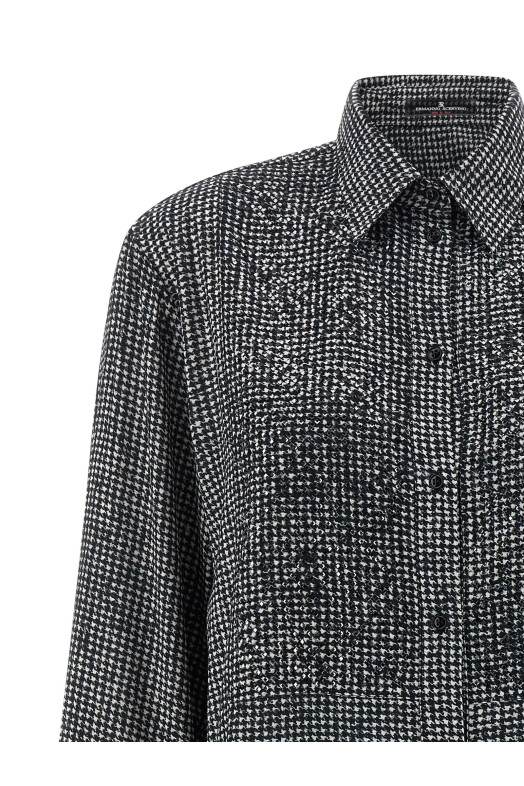 Рубашка с пластроном из стразов Черно-серая ERMANNO SCERVINO D472K739CTYWSS4730