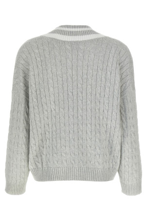 Бавовняний светр з плетеним візерунком Сірий BRUNELLO CUCINELLI M19756512CV906