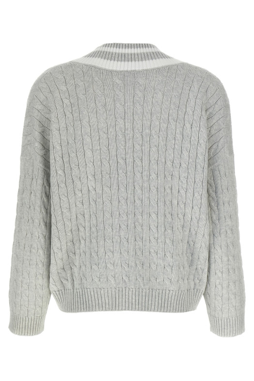 Хлопковый свитер с косами Серый BRUNELLO CUCINELLI M19756512CV906