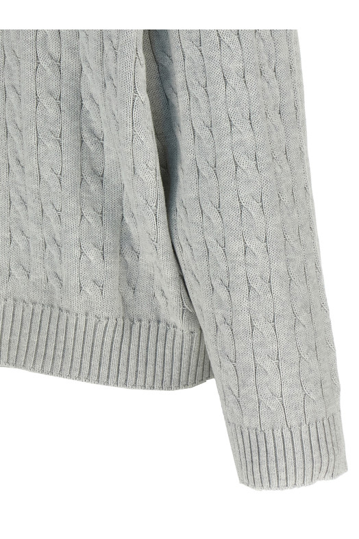 Хлопковый свитер с косами Серый BRUNELLO CUCINELLI M19756512CV906