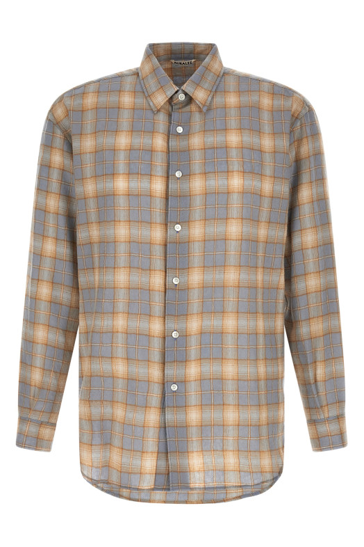 'Airy Wool Check' shirt BLUE