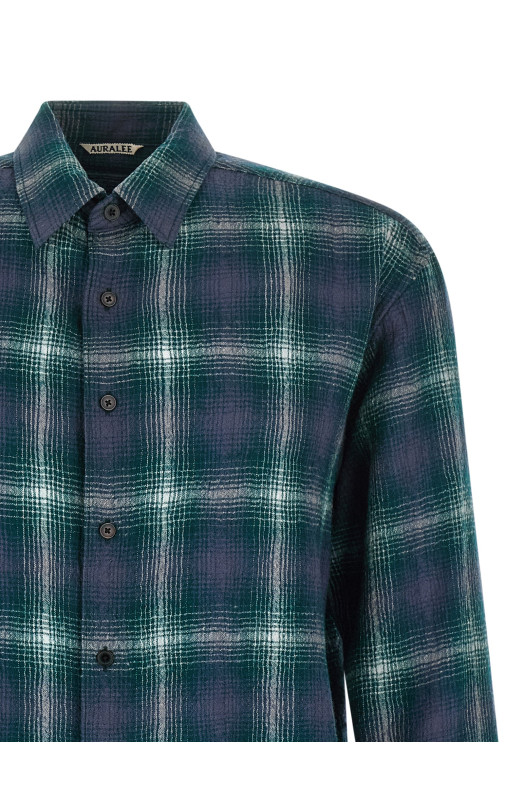 'Airy Wool Check' shirt Green