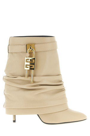Ботильоны «Shark Lock Stiletto» Бежевые BE604RE2AF257