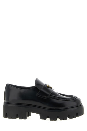 Brushed leather loafers Black