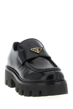 Brushed leather loafers Black
