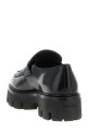 Brushed leather loafers Black