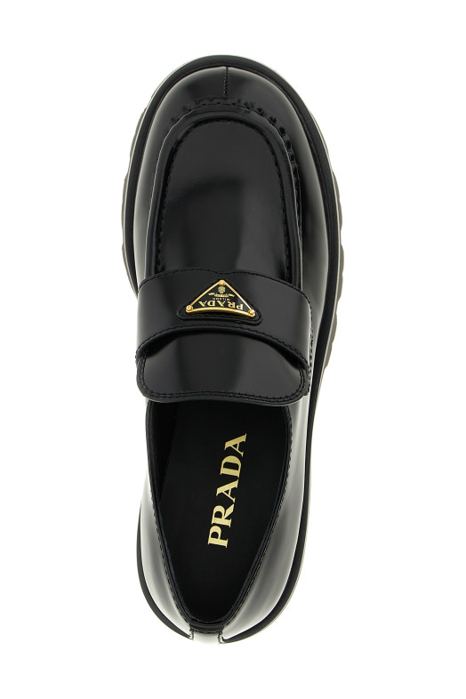 Brushed leather loafers Black