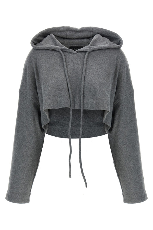 Укороченная толстовка с капюшоном Серая GIOVANNI BEDIN GBFW2565GRIGIOCHIARO