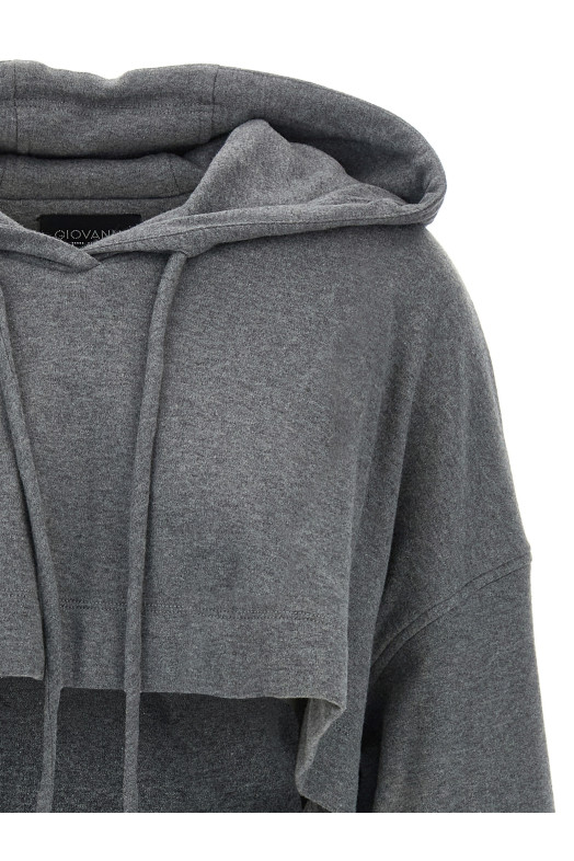 Укороченная толстовка с капюшоном Серая GIOVANNI BEDIN GBFW2565GRIGIOCHIARO