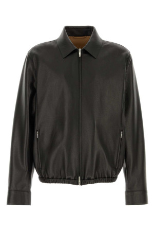 Dark brown leather jacket Black SALVATORE FERRAGAMO (144895788341)