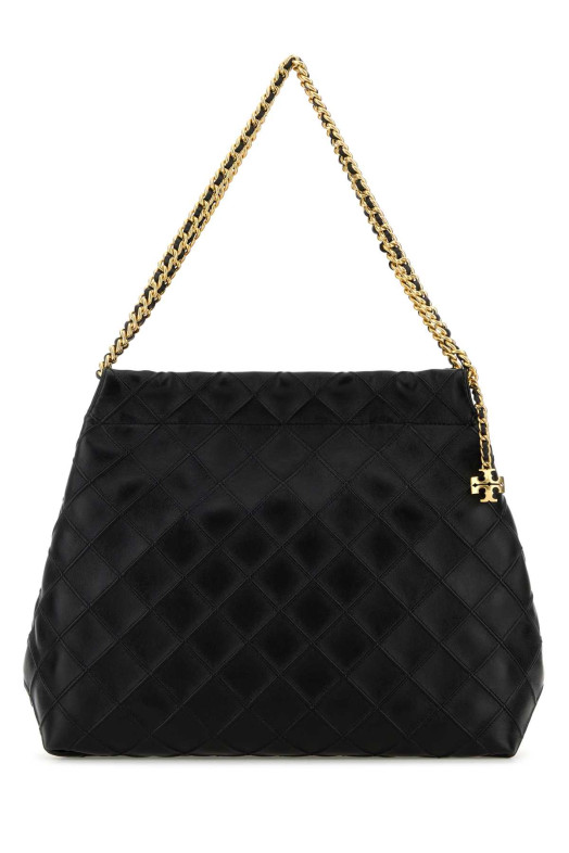 Черная кожаная сумка для покупок Fleming TORY BURCH (162450)