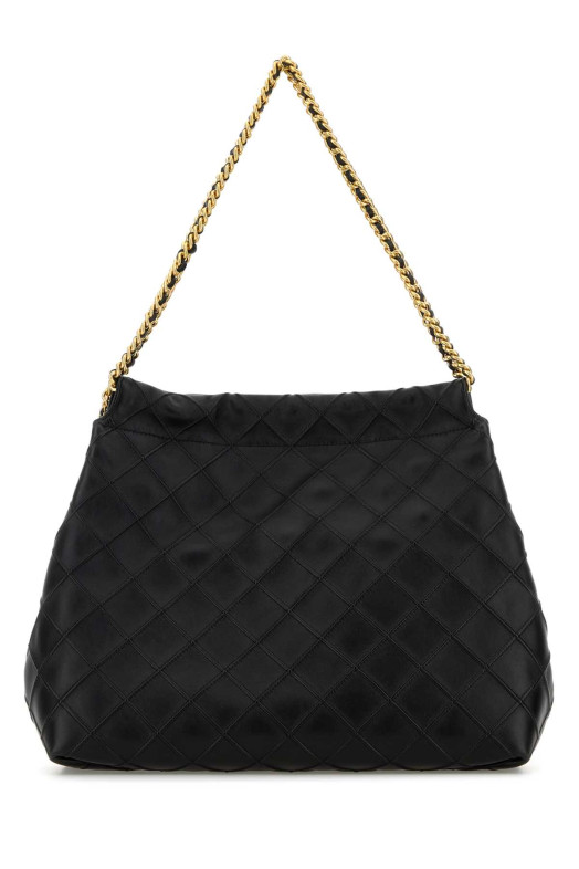 Черная кожаная сумка для покупок Fleming TORY BURCH (162450)