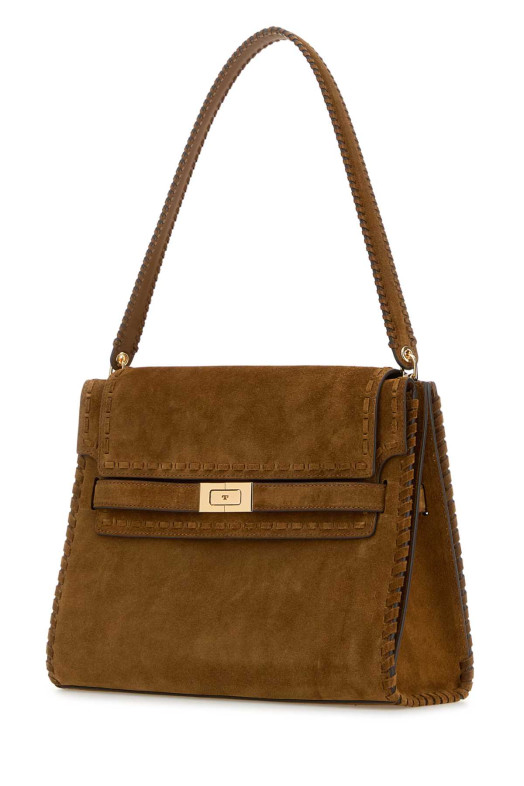 Большая сумка через плечо из замши цвета верблюжьей шерсти Lee Radziwill, многоцветная TORY BURCH (174353)