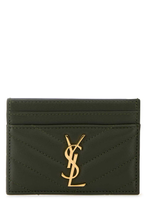 Bottle green nappa leather Cassandre card holder SAINT LAURENT (423291AAA44)