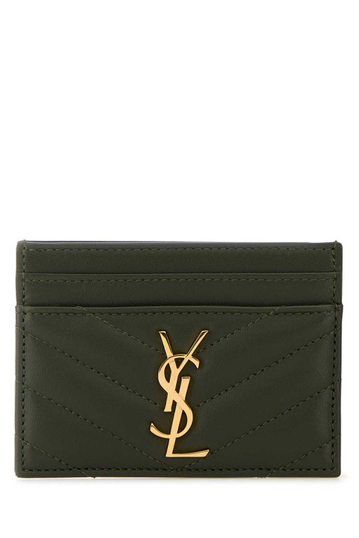 Bottle green nappa leather Cassandre card holder SAINT LAURENT (423291AAA44)