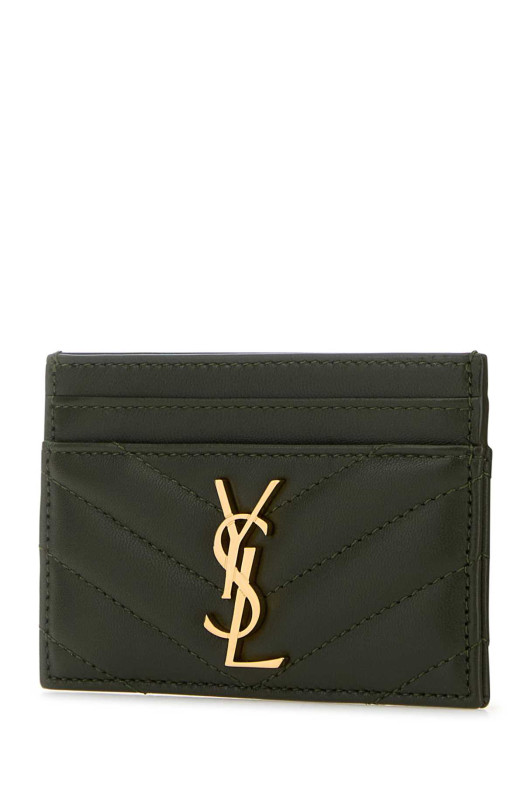 Bottle green nappa leather Cassandre card holder SAINT LAURENT (423291AAA44)