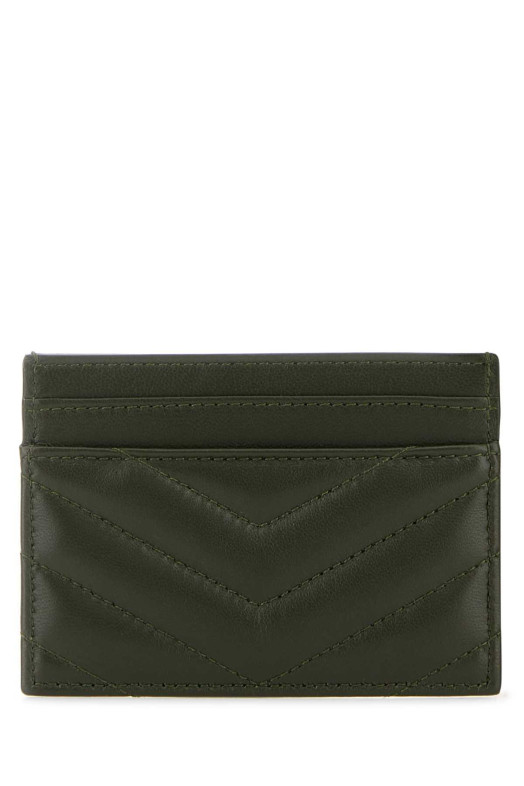 Bottle green nappa leather Cassandre card holder SAINT LAURENT (423291AAA44)