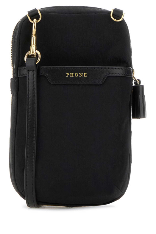 Вышитая жаккардовая сумка через плечо Essentials Черная ANYA HINDMARCH (5050925180559)