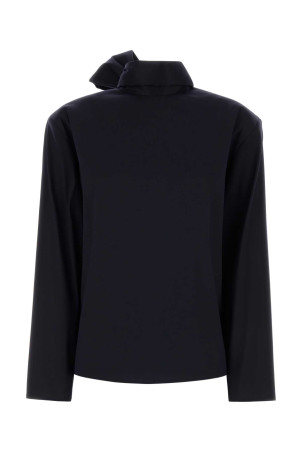 Navy blue stretch silk blend blouse SAINT LAURENT (851748Y5J95)