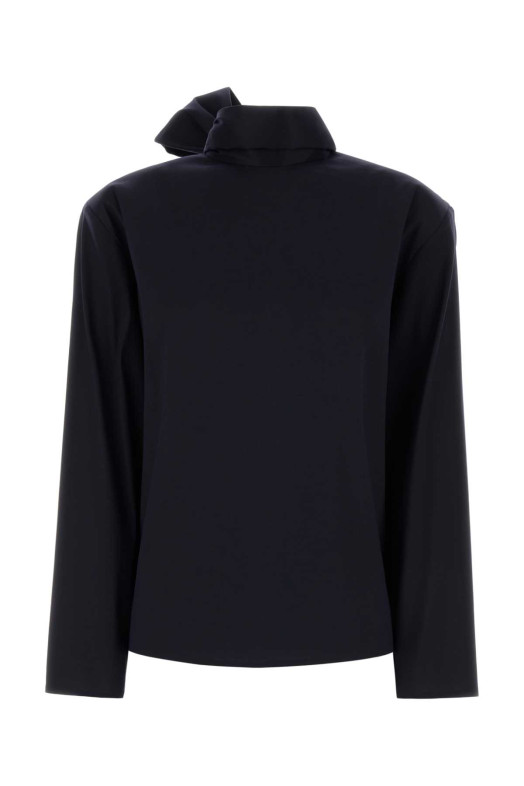 Блузка из эластичного шелка темно-синего цвета SAINT LAURENT (851748Y5J95)
