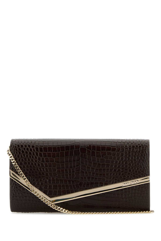 Chocolate leather Emmie clutch JIMMY CHOO (EMMIEJZI)