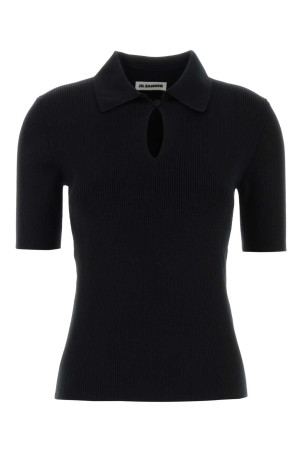 Black wool polo shirt JIL SANDER (J01GL0104J14831)